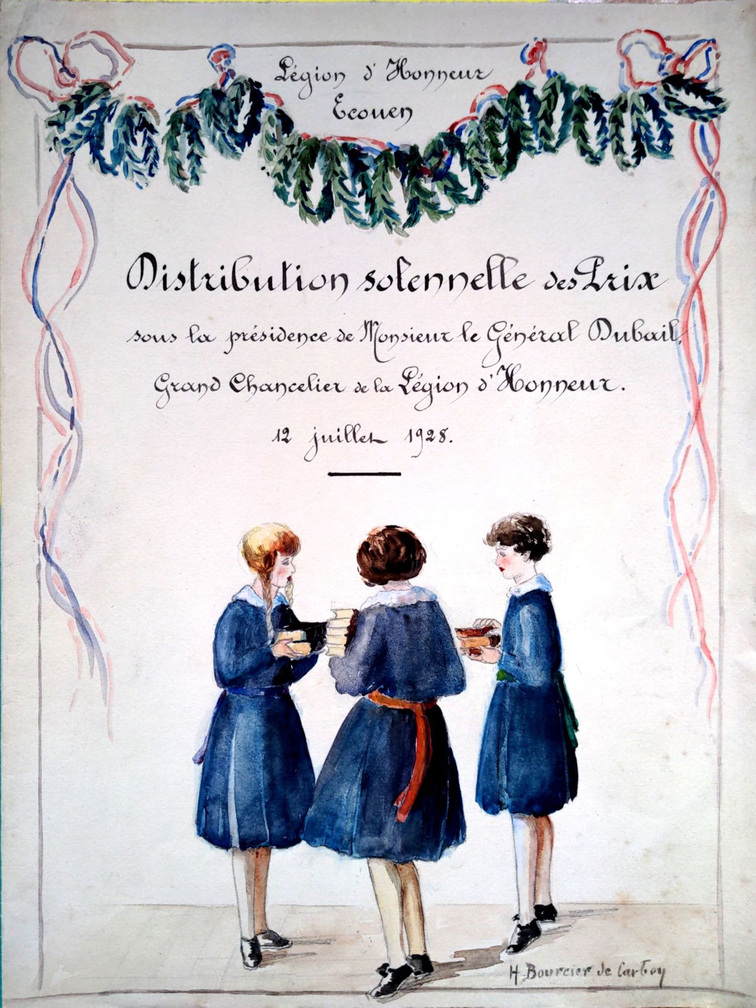 Couverture du livret listant les nomminées des distributions de prix, 1928, Maison d'éducation de Saint-Denis