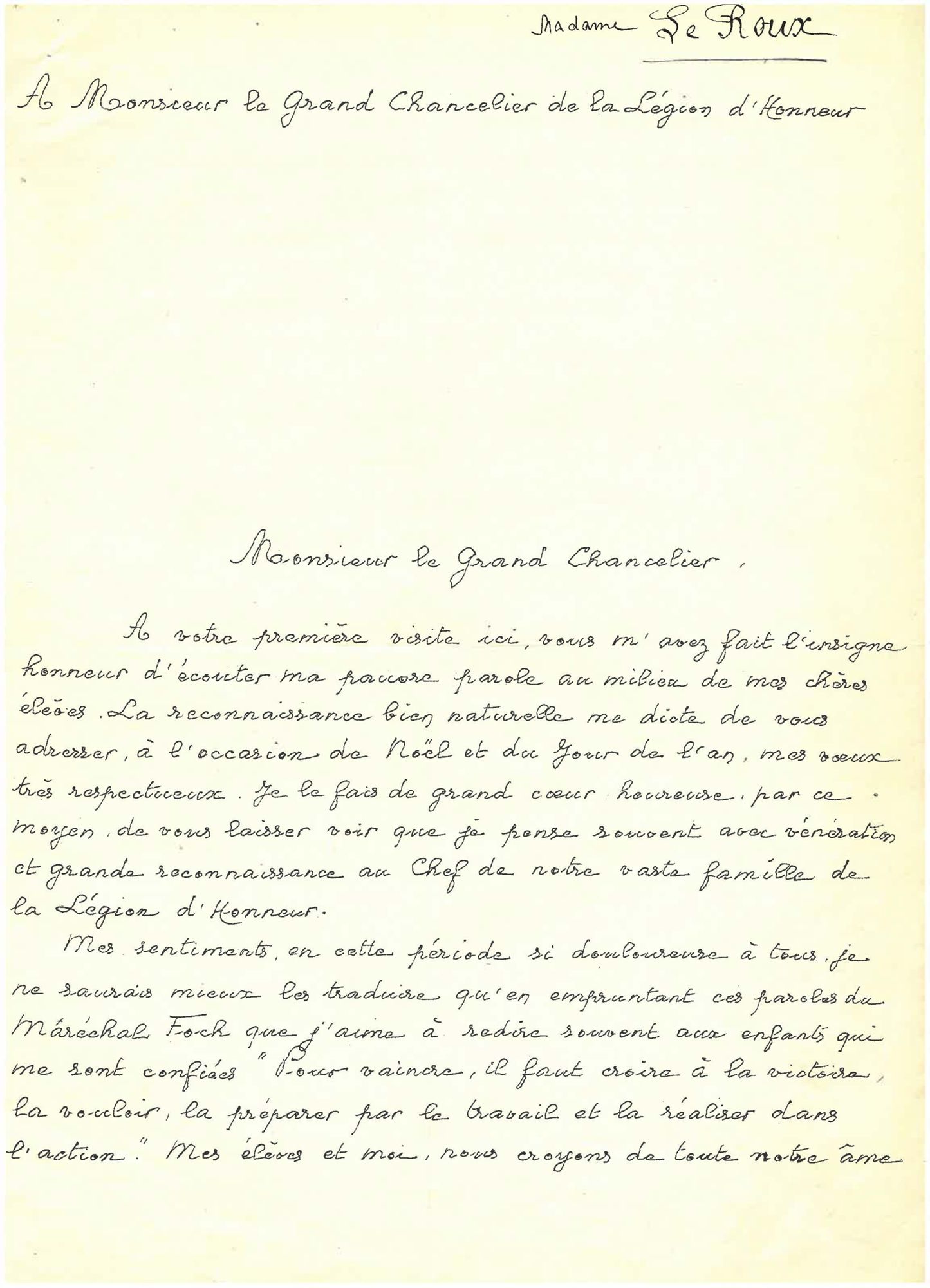 Madame Le Roux, « dame de la Légion d'honneur »