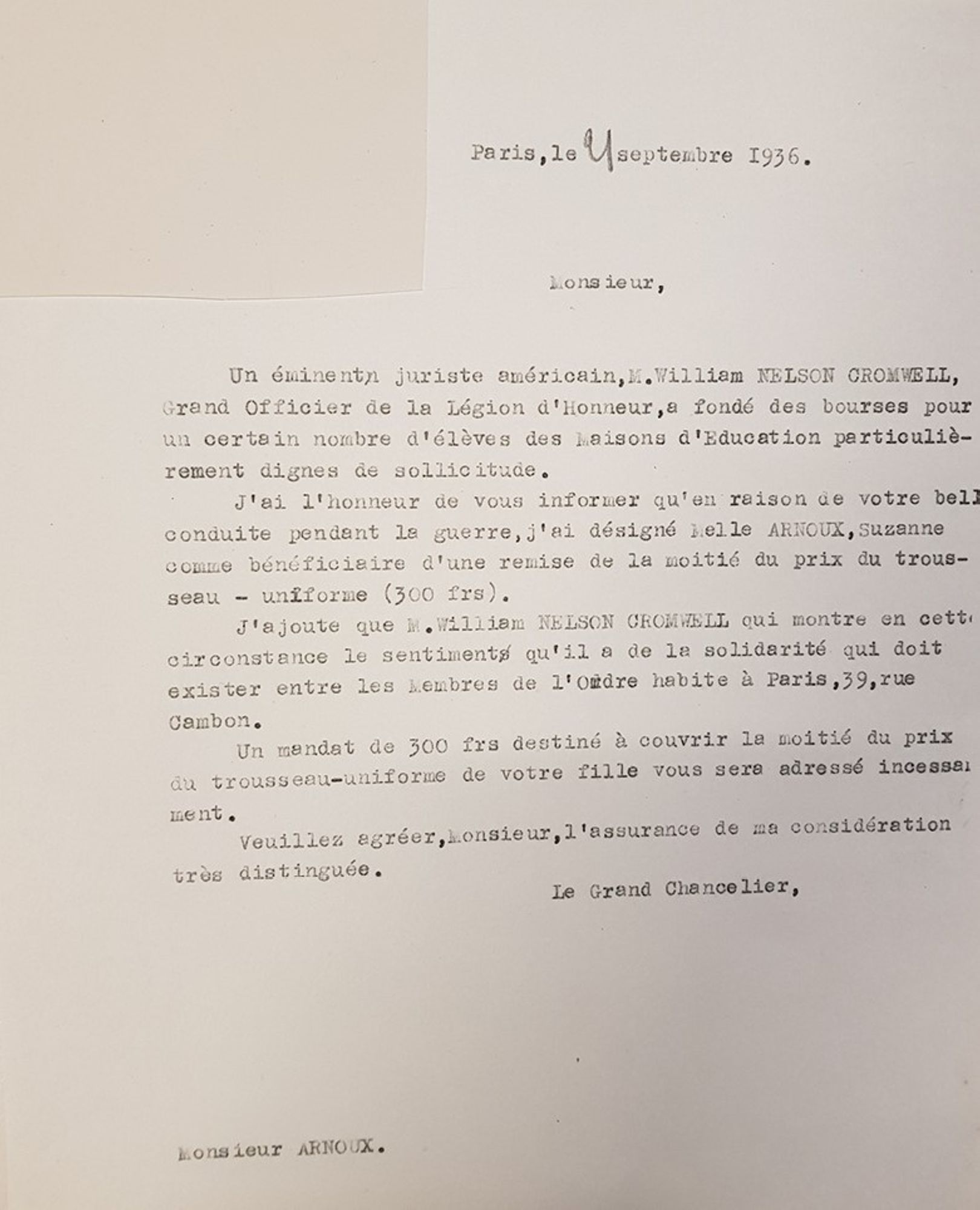 William Nelson Cromwell, le philanthrope américain